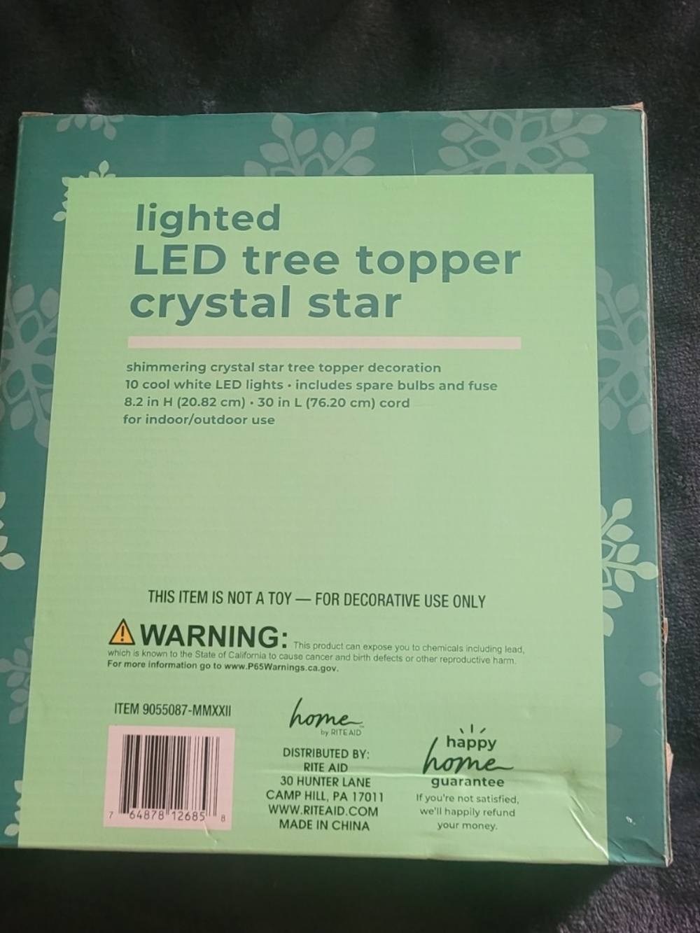 LED Tree Topper Crystal Star - Clear - Picture 2 of 2